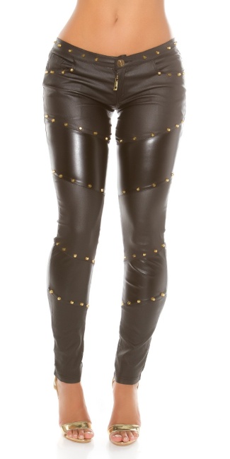 leatherlook trousers with rivets Black